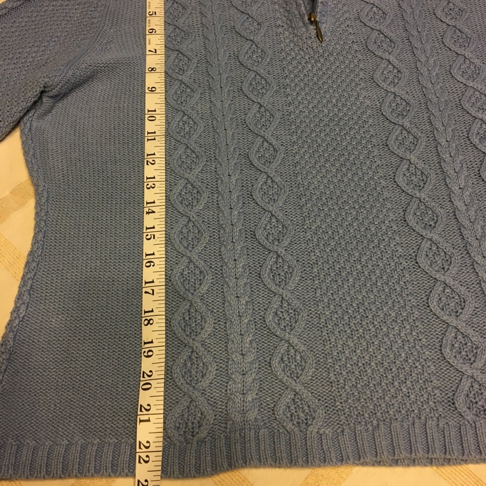 NORTHCREST LG CORNFLOWER BLUE QUARTER ZIP SWEATER WITH BEAUTIFUL PATTERNS - Picture 4 of 8
